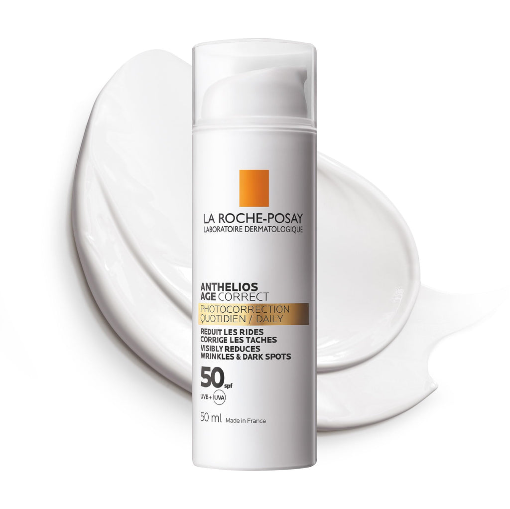 La Roche-Posay Anthelios Age Correct SPF50, Anti-Ageing Daily Sunscreen With Hyaluronic Acid, Niacinamide & Phe-Resorcinol, 24 Hour Hydration, Non-Greasy, 50ml - Damaged Box