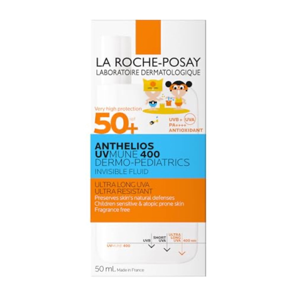 La Roche-Posay Anthelios UVMune 400 Dermo-Pediatrics Ultra Light Invisible Fluid SPF50+ 50ml Kids sun screen for Children's Sensitive & Atopy-Prone Skin - Damaged Box