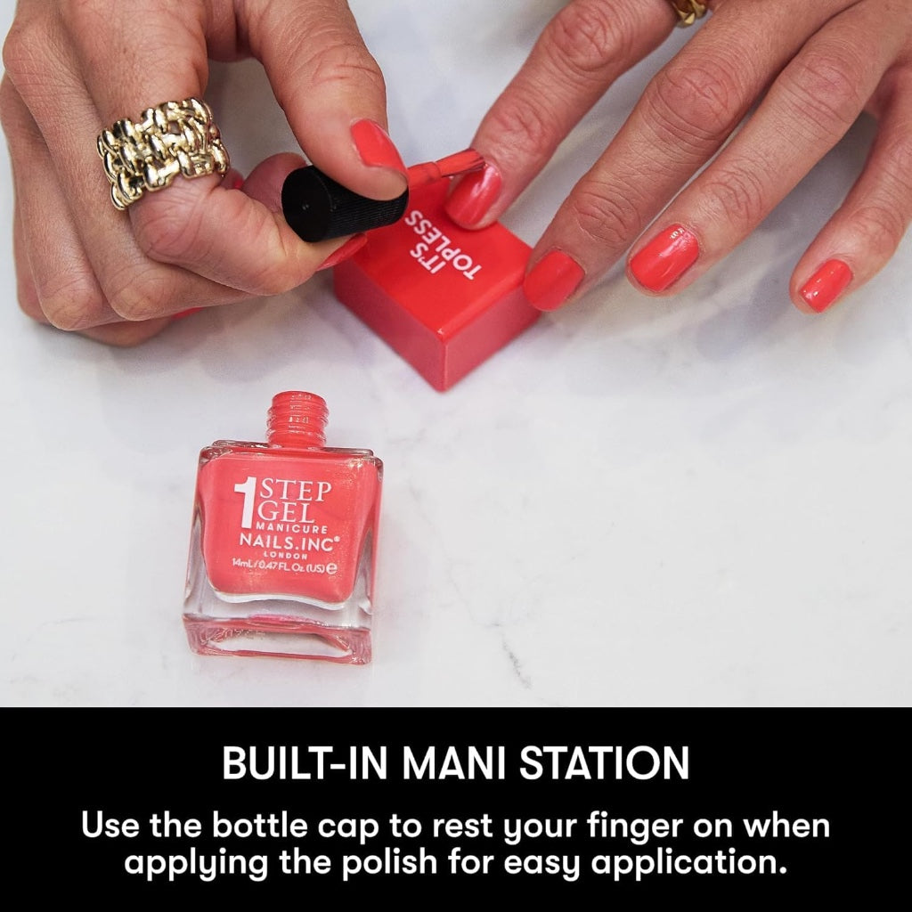 Nails Inc It's Topless Gel-Like Nail Polish, 4-in-1 Base Coat, Treatment, Colour & Top Coat, Long Lasting, Strong, Chip Free Nails, Glossy Salon Quality Manicure, Air Dry Nail Polish, Sabrina, 14 ML