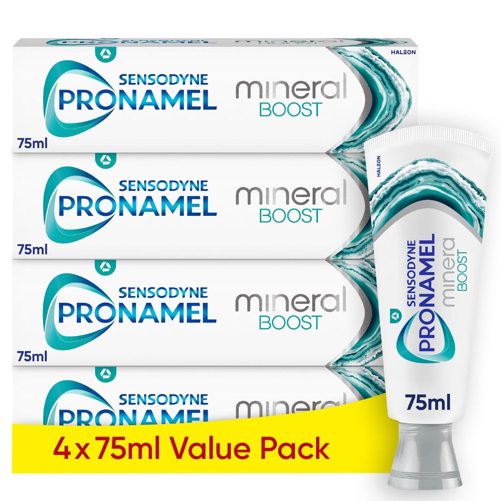 Sensodyne Pronamel Mineral Boost Enamel Repair Toothpaste Multipack Refreshing Peppermint 4 x 75ml Pack of 4 - BBE 11/2027