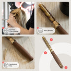 Olivia Garden Expert Blowout Shine - Gold & Brown - 15 - Ceramic Coated Round Brush for Smooth Blowout, Frizz-Free Hair & Radiant Shine