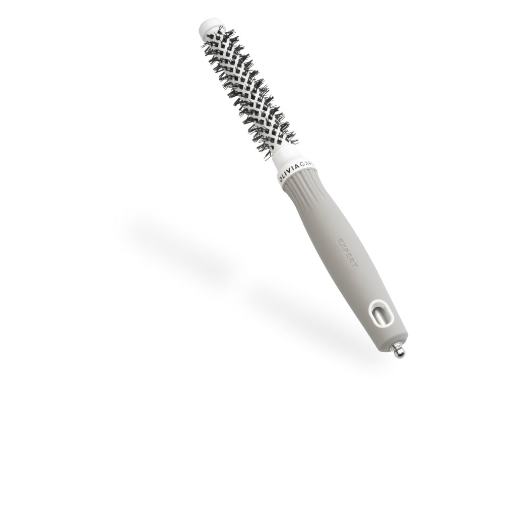 Olivia Garden Expert Blowout Shine - White & Grey - 15 - Ceramic Coated Round Brush for Smooth Blowout, Frizz-Free Hair & Radiant Shine