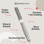 Olivia Garden Expert Blowout Shine - White & Grey - 15 - Ceramic Coated Round Brush for Smooth Blowout, Frizz-Free Hair & Radiant Shine