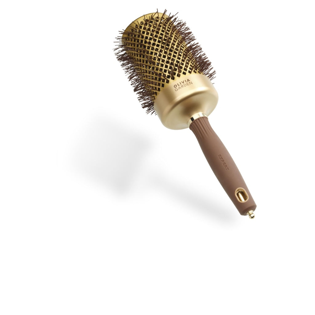 Olivia Garden Expert Blowout Shine - White & Grey - 15 - Ceramic Coated Round Brush for Smooth Blowout, Frizz-Free Hair & Radiant Shine