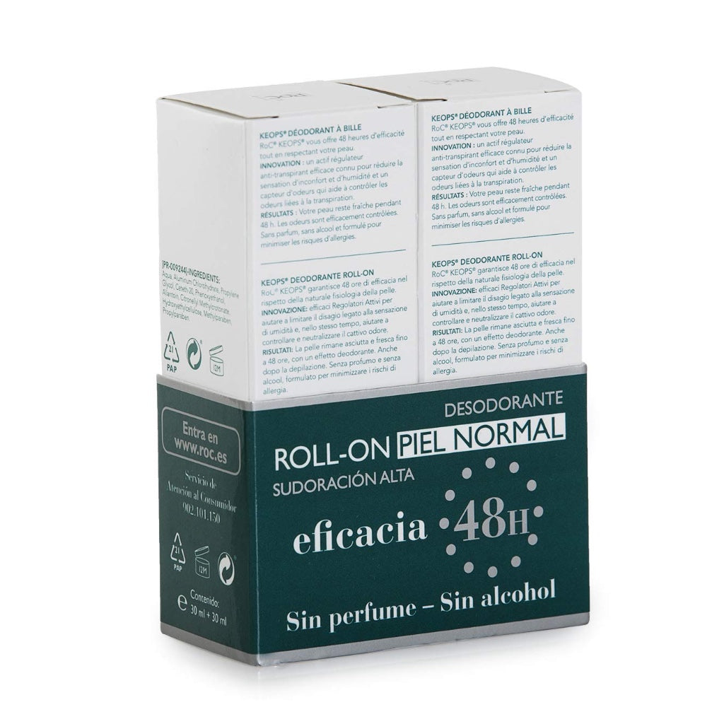 RoC Keops Deodorant Roll-On, 2-Pack, 30 ml - Damaged Box