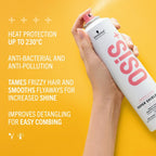 Schwarzkopf Professional OSiS Super Shield Multi Purpose Protection Spray Heat Protection For Long Hair Anti Pollution Anti Bacterial Reduces Tangling Fights Dullness Detangling 300 ml - Damaged Box