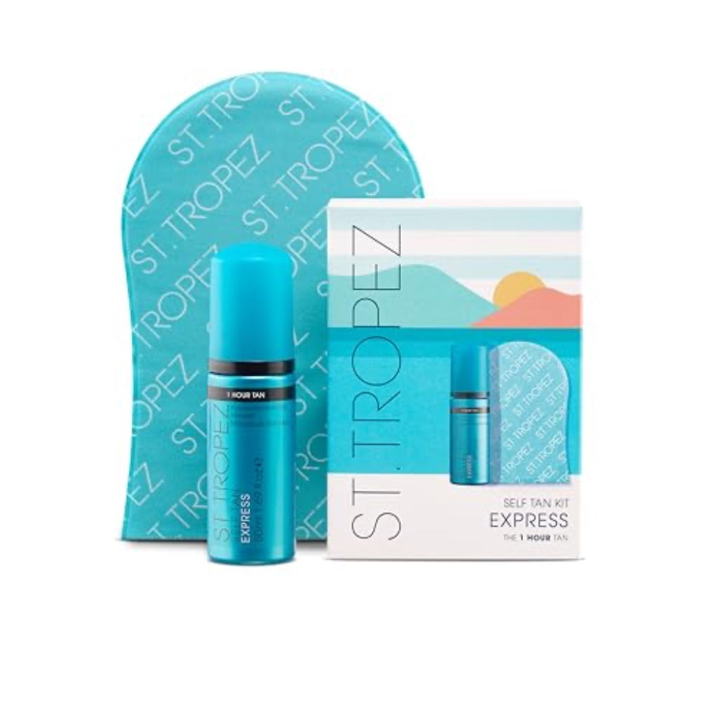 St.Tropez Self Tan Express Starter Kit, Express Mousse 50ml, Applicator Mitt, Develops in 1-3 Hours, Streak-Free Finish, Vegan, Natural & Cruelty Free - Good
