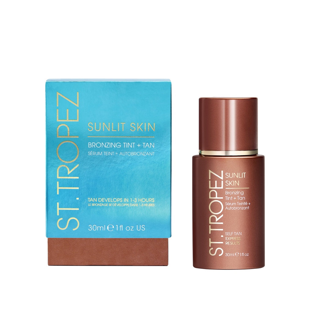 St.Tropez Sunlit Skin Self Tan Express 30 ml, Instant Bronzy Glow and Medium Tan in 3 hours, Quick-drying no rinse formula, Suitable for all Skin Tones - Good