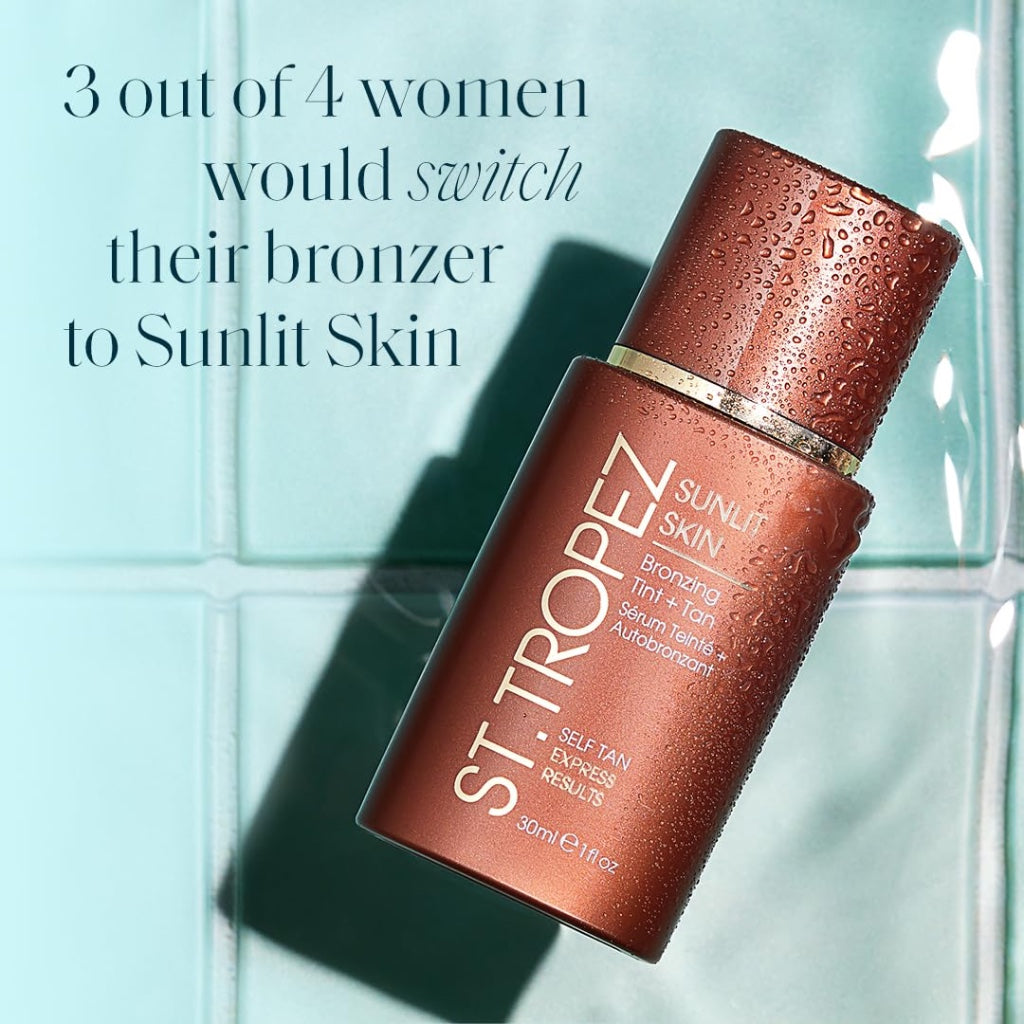 St.Tropez Sunlit Skin Self Tan Express 30 ml, Instant Bronzy Glow and Medium Tan in 3 hours, Quick-drying no rinse formula, Suitable for all Skin Tones - Good