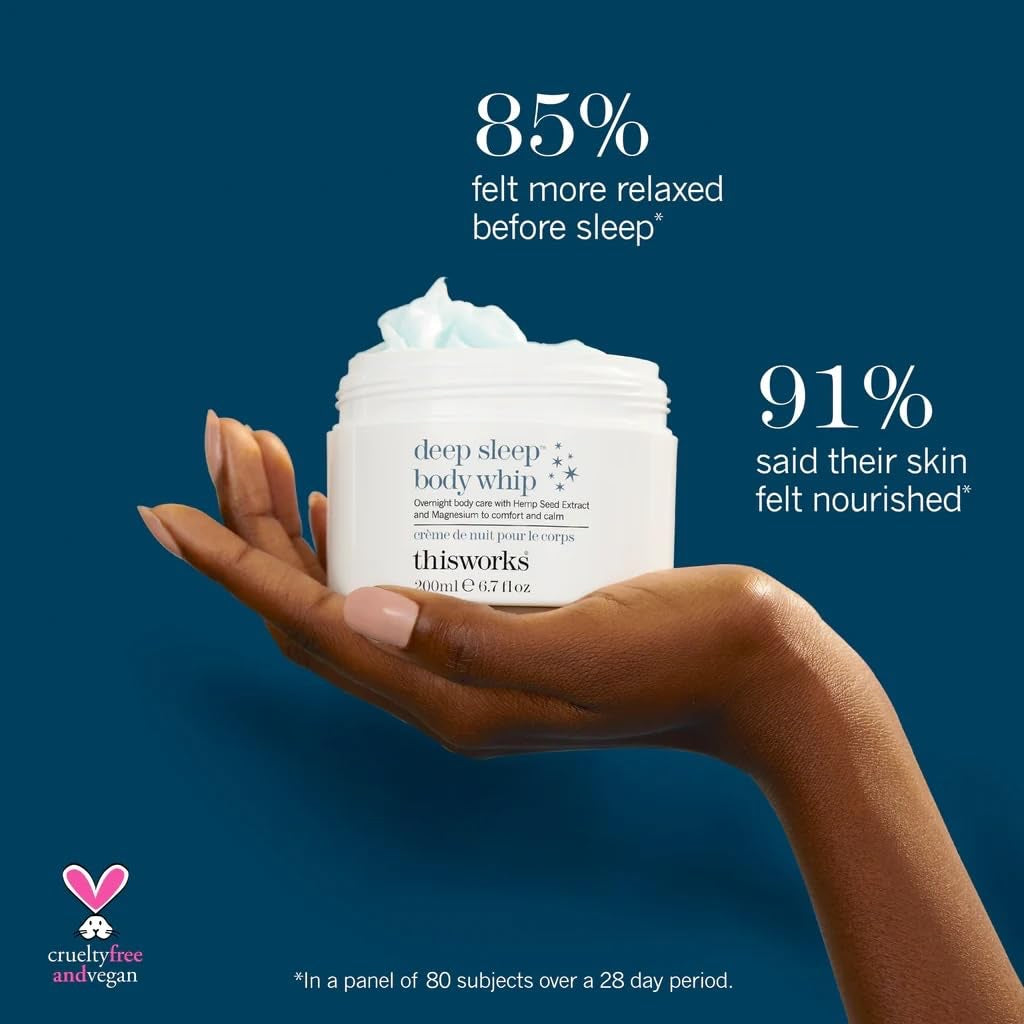 This Works Deep Sleep Body Whip, 200 ml - All Over Body Butter Infused with Deep Sleep Functional Fragrance and Magnesium - Soothing Body Moisturiser to Nourish Skin