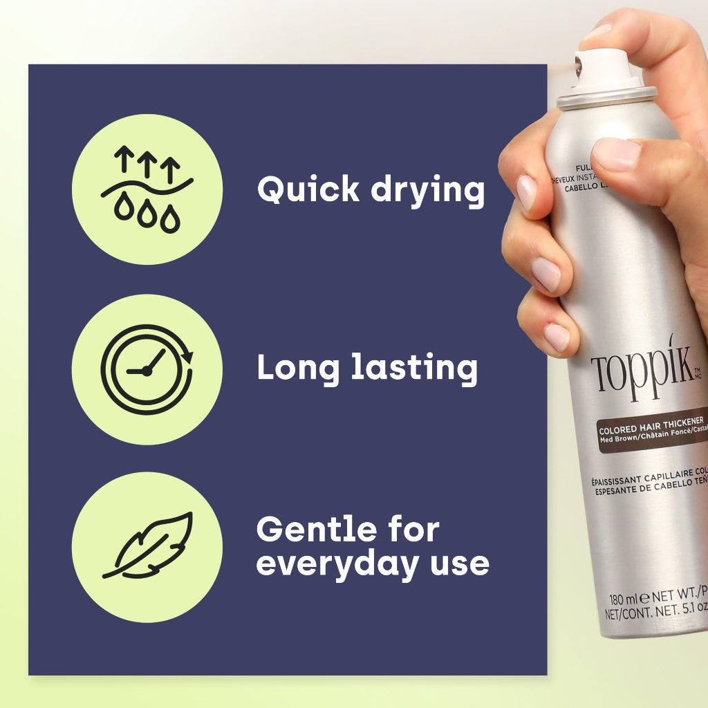 Toppik Coloured Hair Thickener Spray, Black Designed to Disguise Thinning Hair, for Naturally Thicker Looking Hair, 180ml - Damaged Box