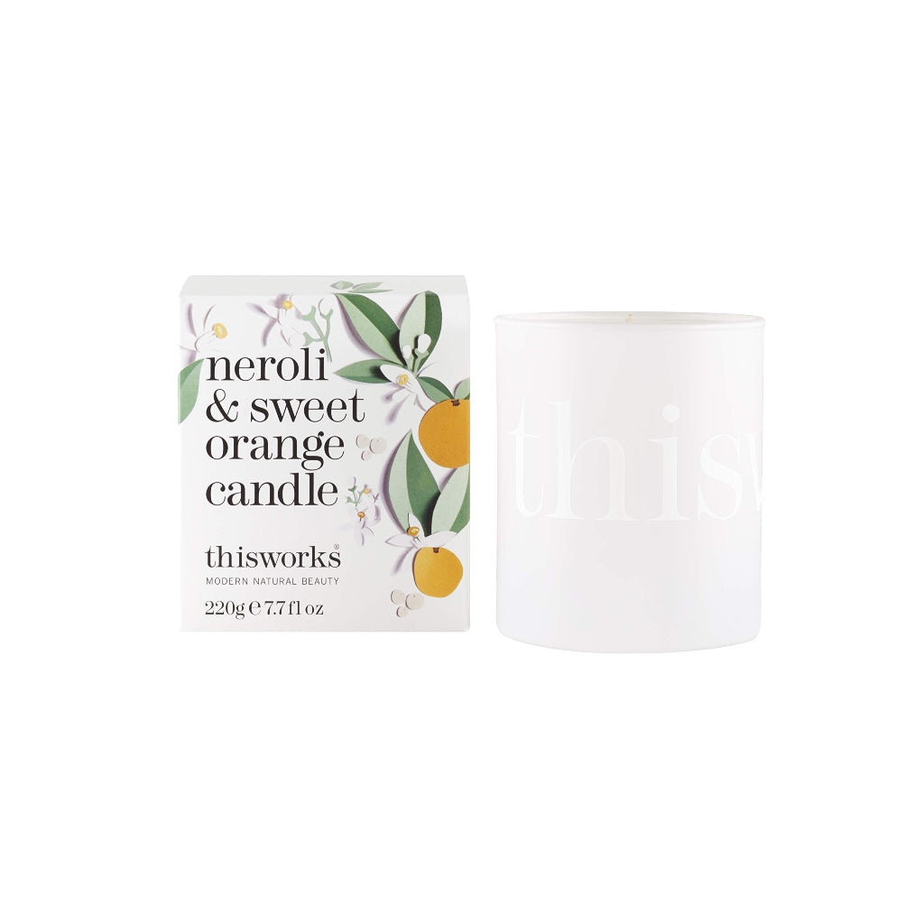 This Works Neroli and Sweet Orange Candle, 220 g - Luxury Candle Enriched with Essential Oils - Hand Poured Scented Candle with a 40hr Burn Time for a Revitalising Aromatherapy Experience