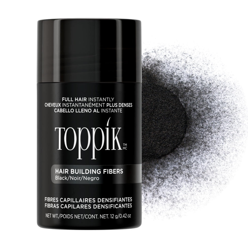 Toppik Hair Building Fibres Powder, for a Thicker-Looking Hairline, Crown and Beard, Instant Thinning Concealer for Men and Women, Black, 12 g