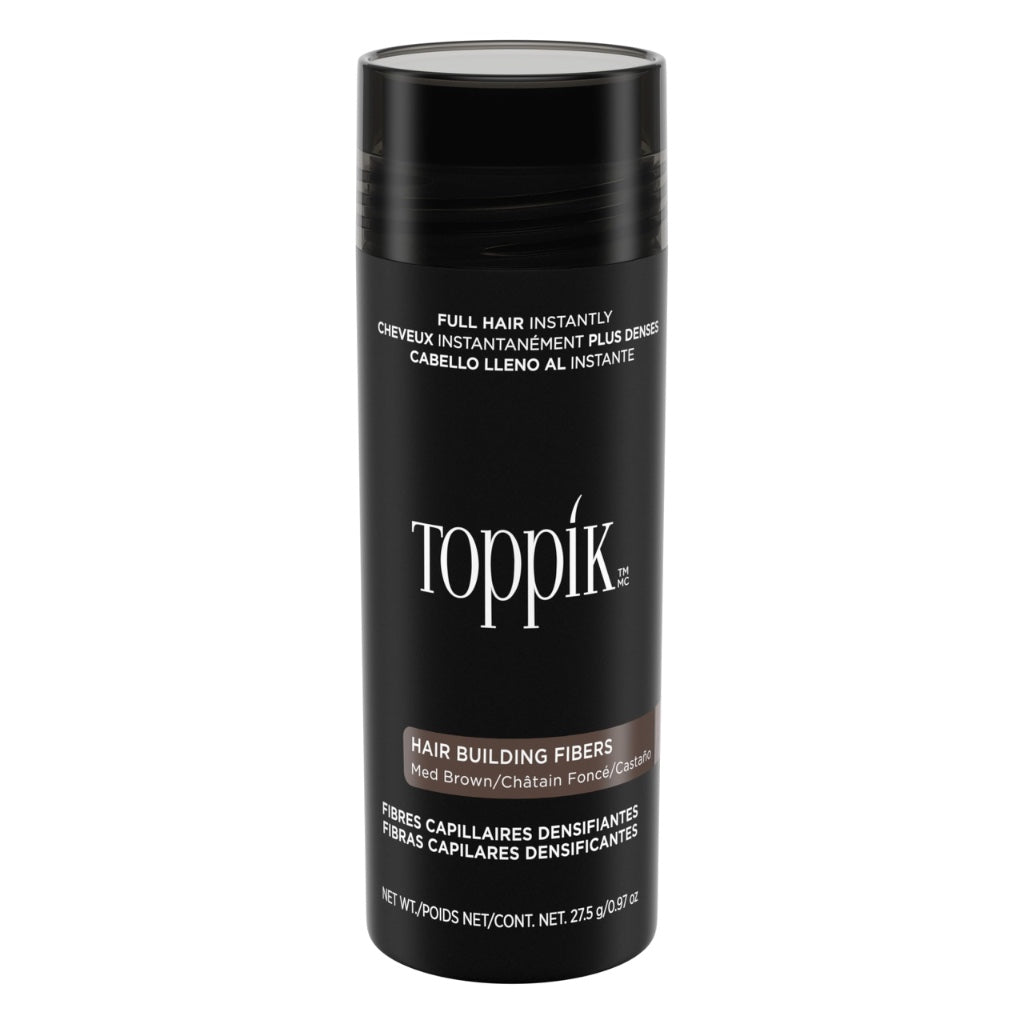 Toppik Hair Building Fibres Powder, Medium Brown, 27.5g Bottle - for A Thicker-looking Hairline, Crown and Beard, Instant Thinning Concealer for Men and Women