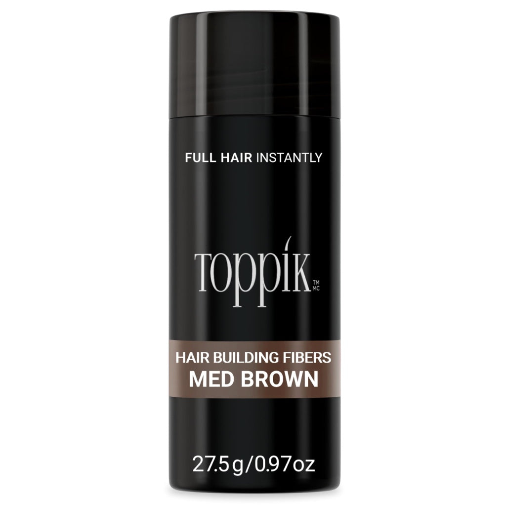 Toppik Hair Building Fibres Powder, Medium Brown, 27.5g Bottle - for A Thicker-looking Hairline, Crown and Beard, Instant Thinning Concealer for Men and Women