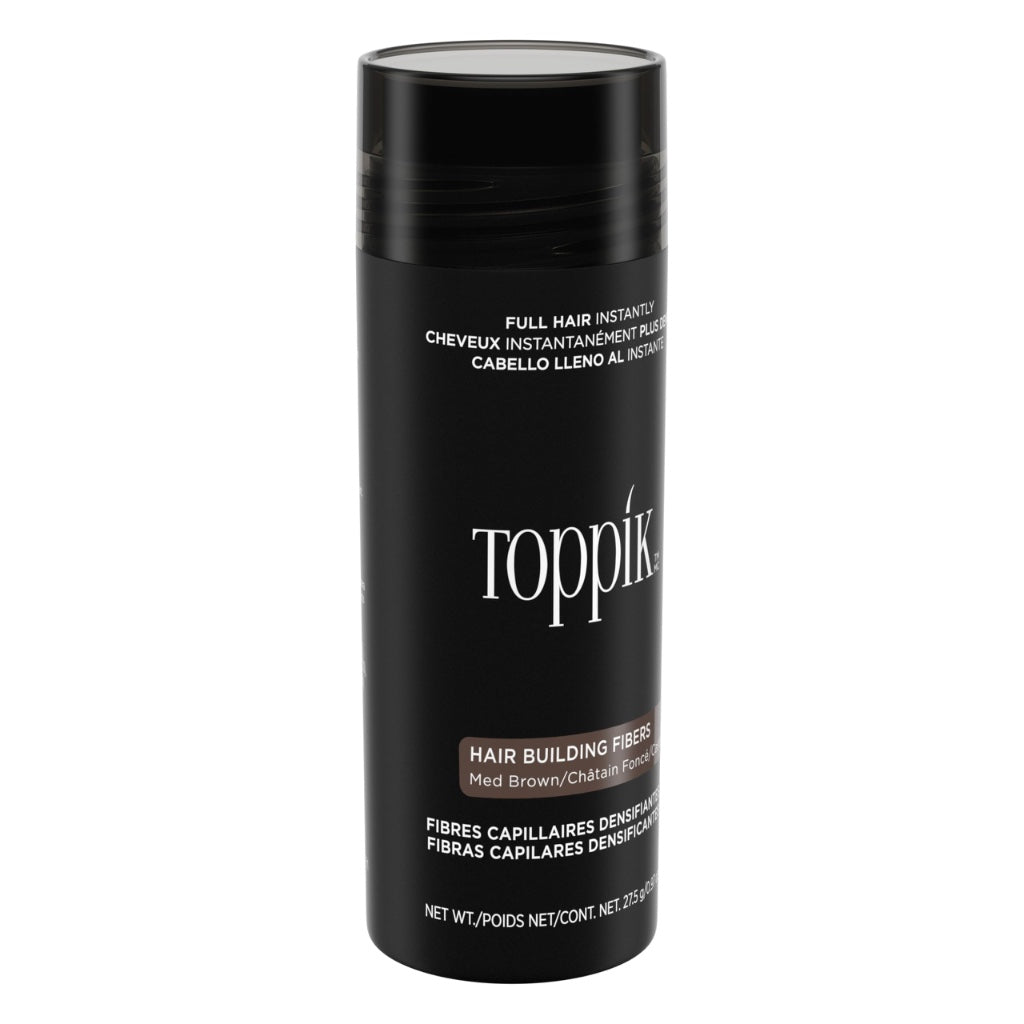 Toppik Hair Building Fibres Powder, Medium Brown, 27.5g Bottle - for A Thicker-looking Hairline, Crown and Beard, Instant Thinning Concealer for Men and Women