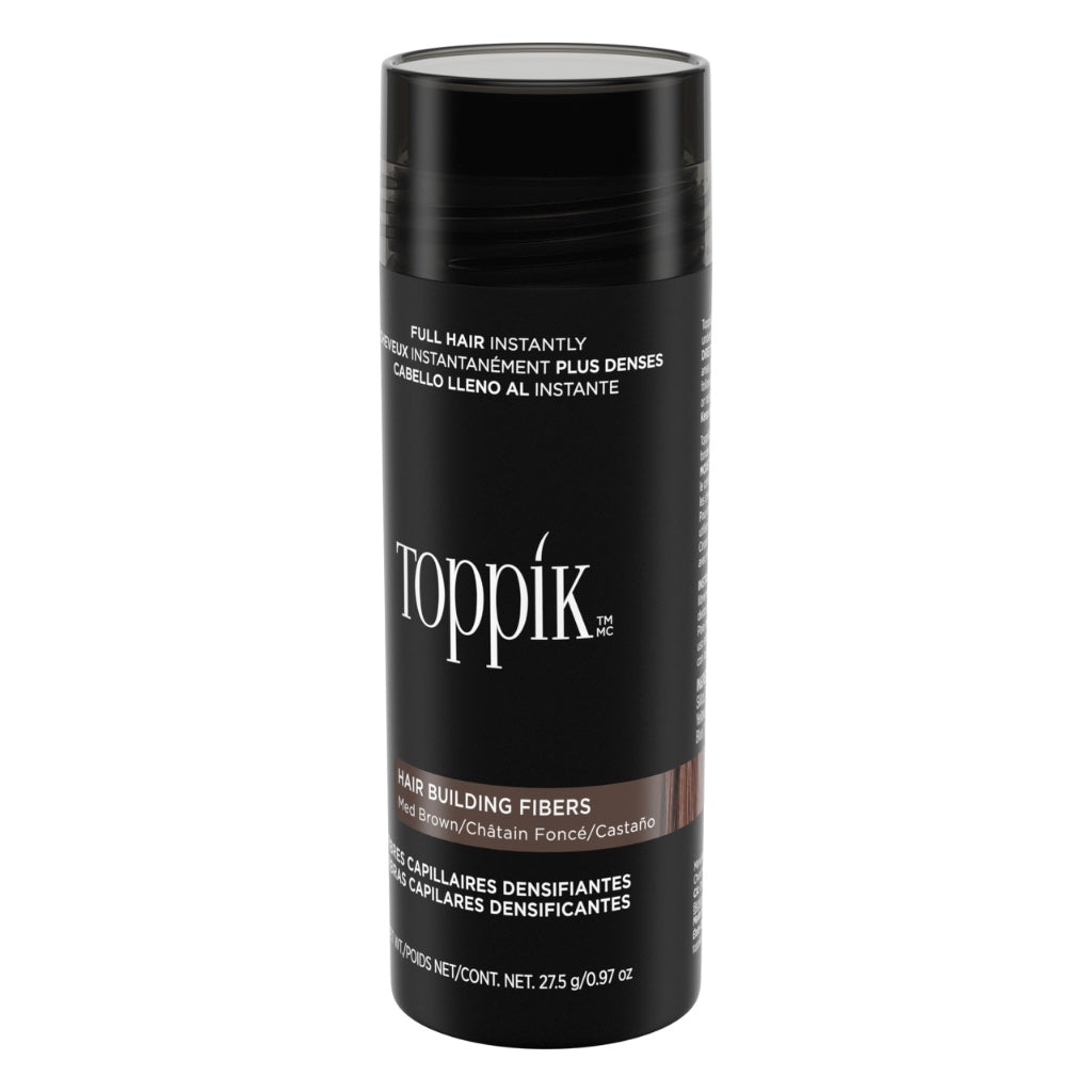 Toppik Hair Building Fibres Powder, Medium Brown, 27.5g Bottle - for A Thicker-looking Hairline, Crown and Beard, Instant Thinning Concealer for Men and Women