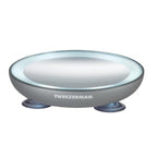 Tweezerman 15x Magnifying LED Mini Mirror, Round Mirror Perfect for Tweezing, Contact Lens and Makeup Application Compact Travel Mirrors with Suction Cups (Pack of 1)