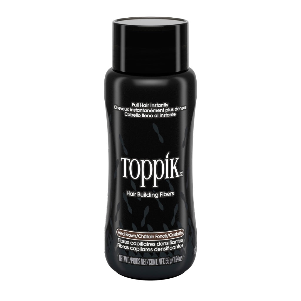 Toppik Hair Building Fibres Powder, Medium Brown, 27.5g Bottle - for A Thicker-looking Hairline, Crown and Beard, Instant Thinning Concealer for Men and Women