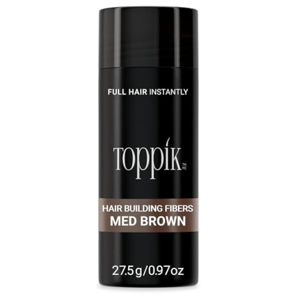 Toppik Hair Building Fibres Powder, Medium Brown, 27.5g Bottle - for A Thicker-looking Hairline, Crown and Beard, Instant Thinning Concealer for Men and Women