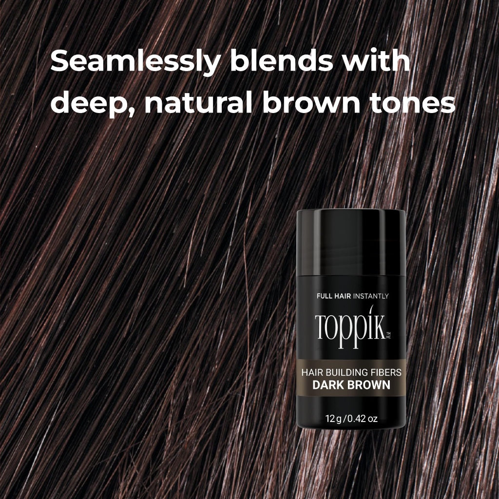 Toppik, Hair Building Fibres Powder for a Thicker-looking Hairline, Crown and Beard, Instant Thinning Concealer for Men and Women, 55g, Dark Brown