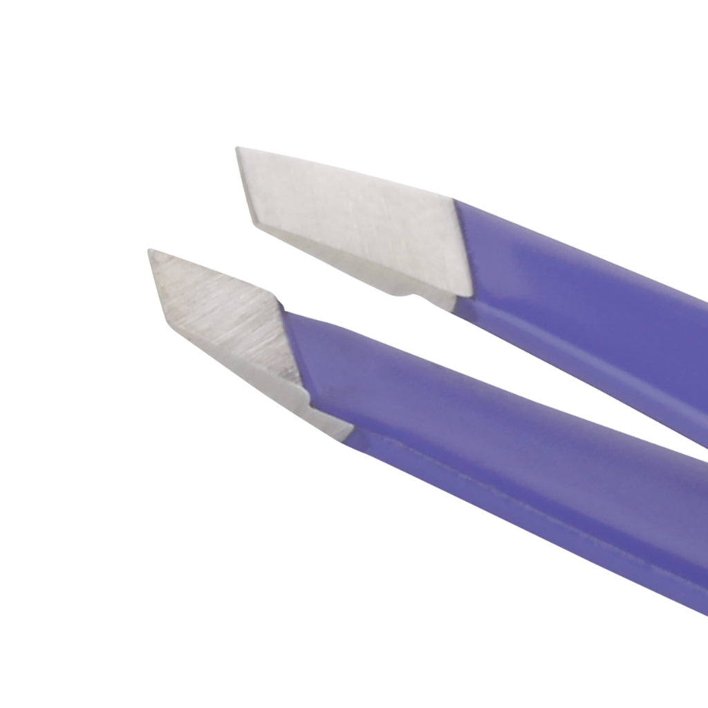 Tweezerman Blooming Lilac Mini Slant Tweezer, Professional Stainless Steel Precision Tweezers for Facial Hair and Eyebrows, with Travel Case, (Pack of 1) - Damaged Box