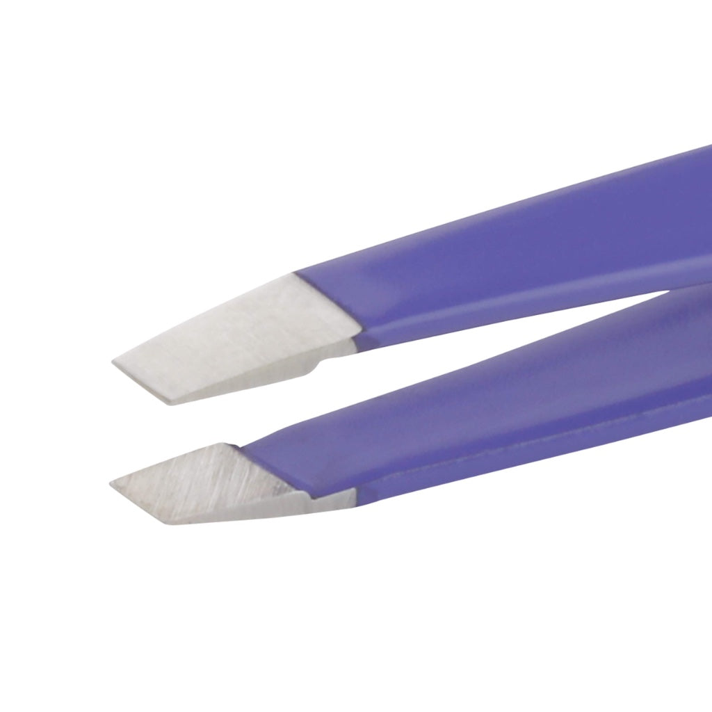 Tweezerman Blooming Lilac Mini Slant Tweezer, Professional Stainless Steel Precision Tweezers for Facial Hair and Eyebrows, with Travel Case, (Pack of 1) - Damaged Box