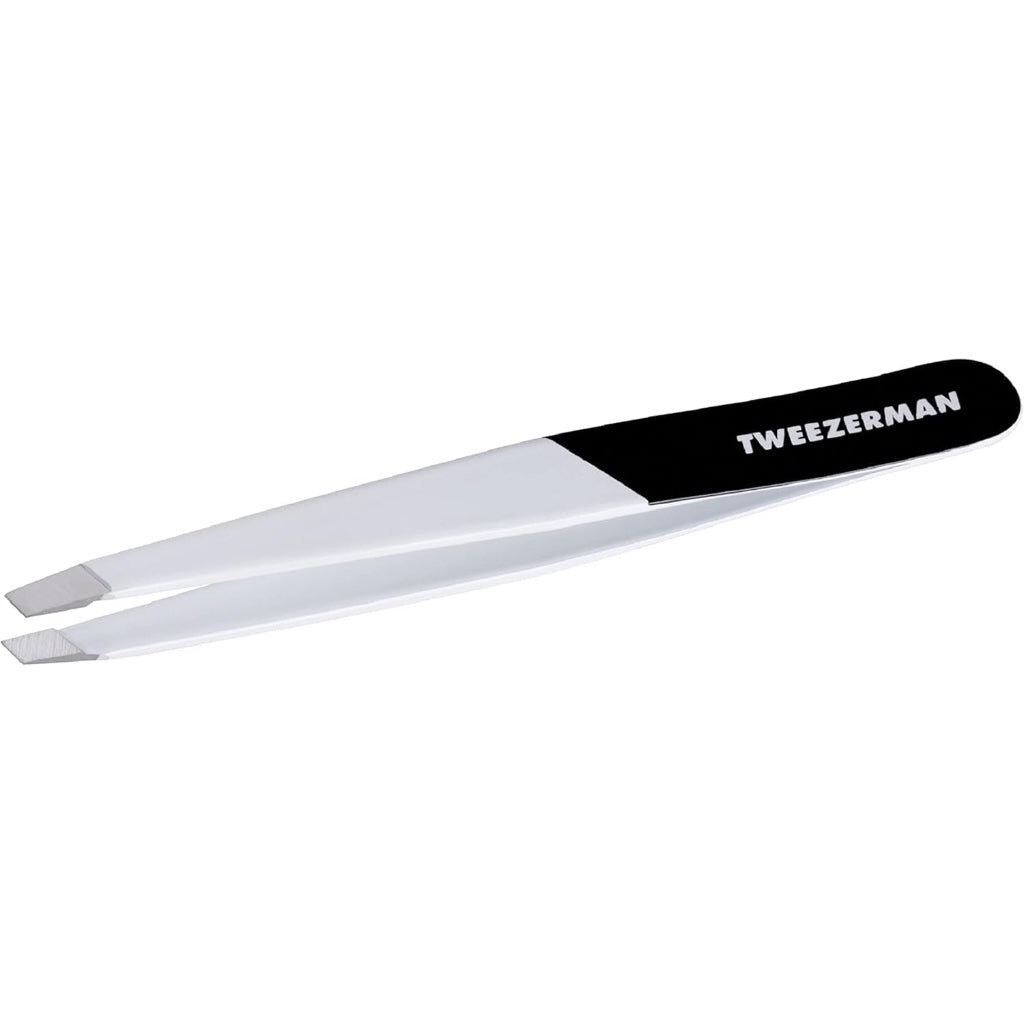 Tweezerman Neon Pink Slant Tweezer, Professional Stainless Steel Precision Tweezers for Facial Hair and Eyebrows, (Pack of 1) - Damaged Box