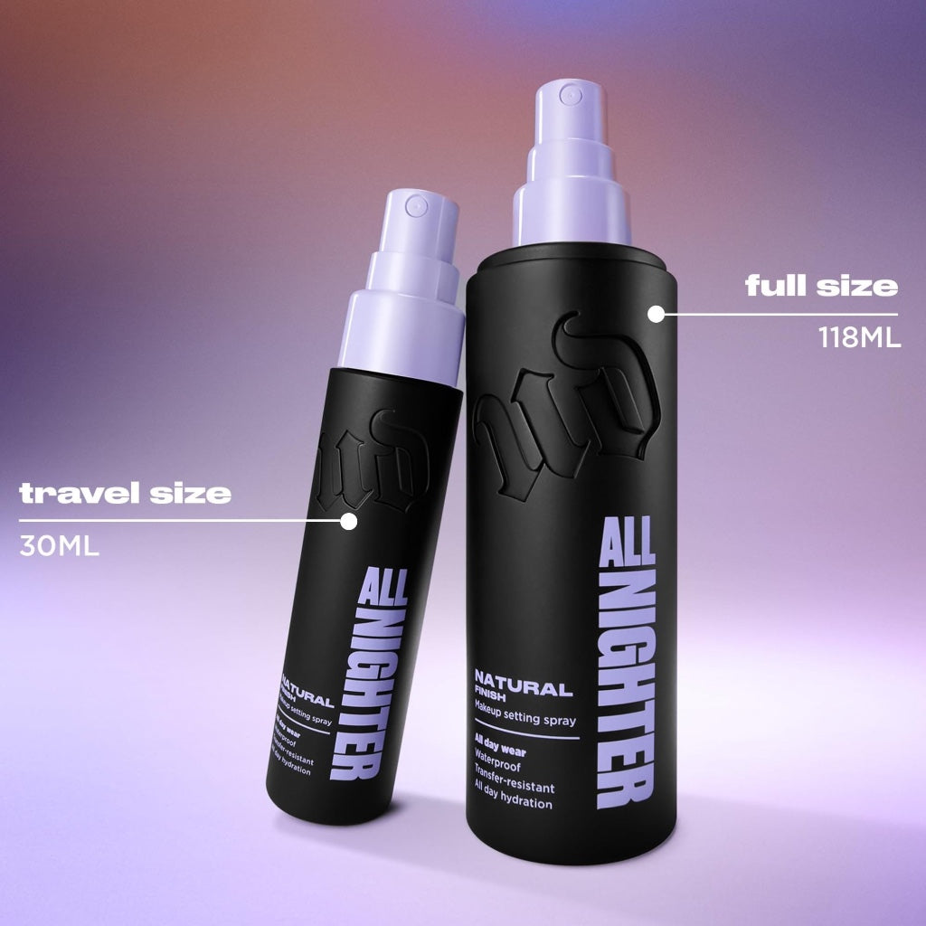 Urban Decay All Nighter Waterproof Makeup Setting Spray Natural Finish, Up to 24hr Wear, +22% Finer Mist, Hydrating, Sweat & Transfer Resistant, (Travel Size or Full Size) - Damaged Box