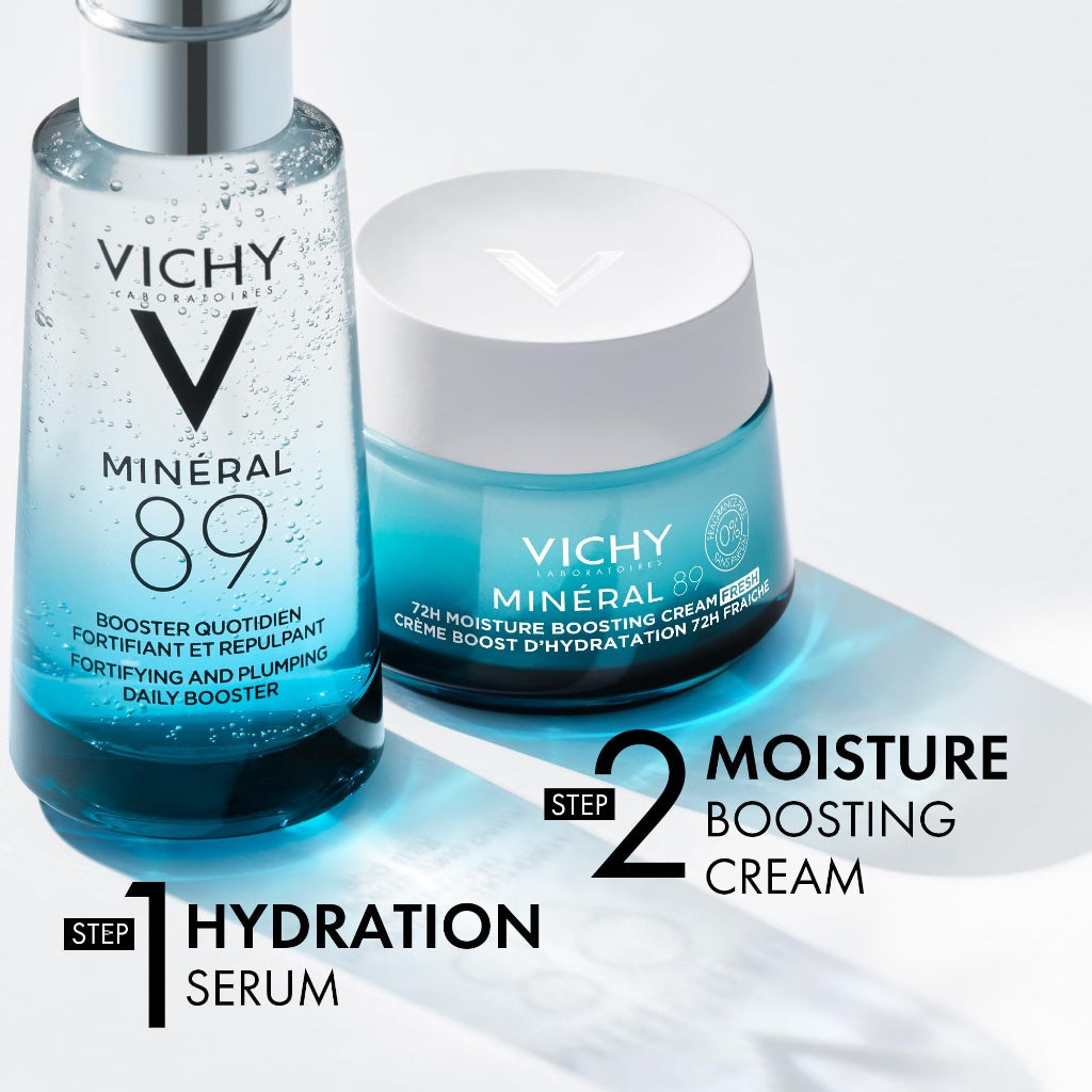Vichy Min'eral 89 72H Moisture Boosting Cream, Fragrance-Free Face Moisturiser with Hyaluronic Acid & Squalane, 50ml, Hydrates, Plumps & Strengthens Skin Barrier. - Damaged Box - BBE 02/2029