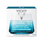 Vichy Min'eral 89 72H Moisture Boosting Cream, Fragrance-Free Face Moisturiser with Hyaluronic Acid & Squalane, 50ml, Hydrates, Plumps & Strengthens Skin Barrier. - Damaged Box - BBE 02/2029