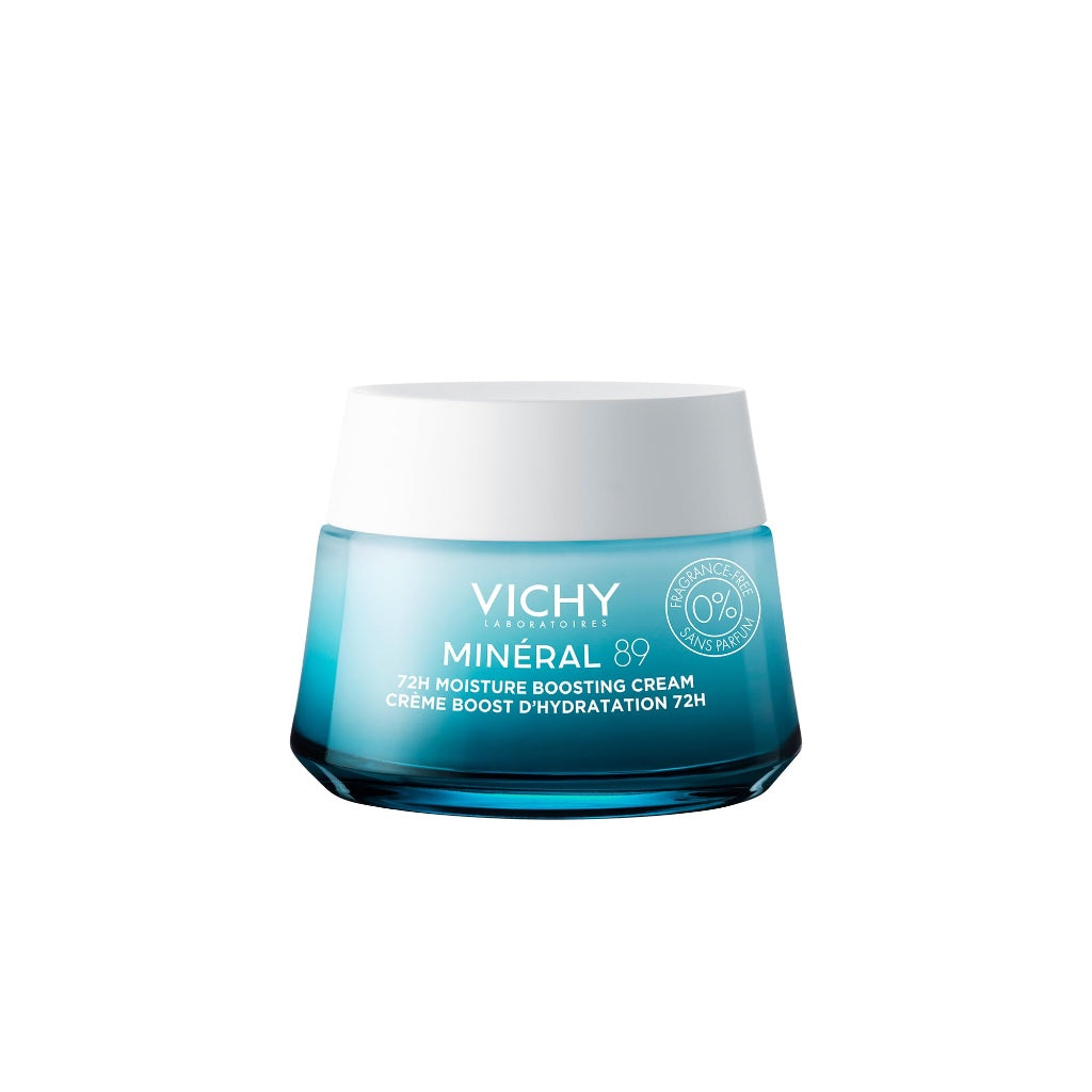 Vichy Min'eral 89 72H Moisture Boosting Cream, Fragrance-Free Face Moisturiser with Hyaluronic Acid & Squalane, 50ml, Hydrates, Plumps & Strengthens Skin Barrier. - Damaged Box - BBE 02/2029