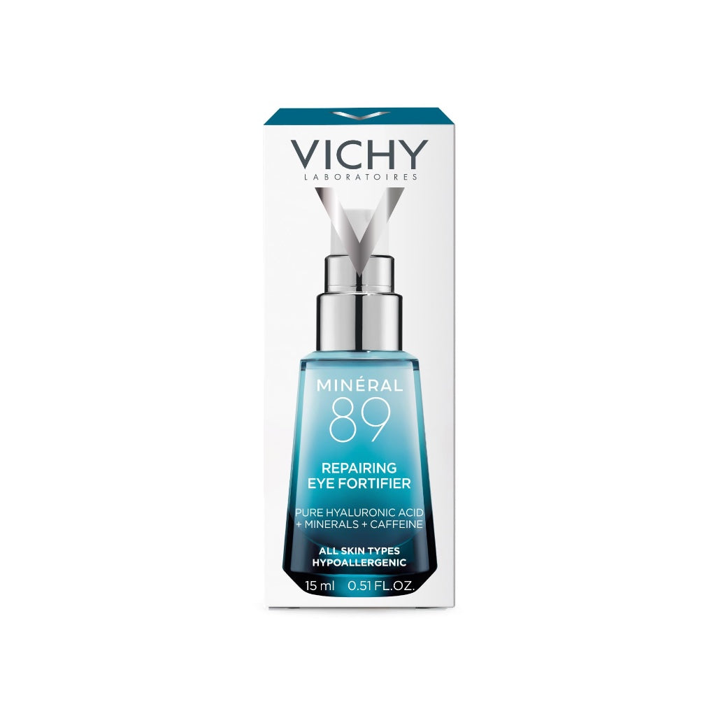 Vichy Min'eral 89 Repairing Eye Fortifier Hydrating Serum With Hyaluronic Acid, Caffeine, Adenosine, Comforting Gel-Cream Texture, Ophthalmologically Tested, 15ml