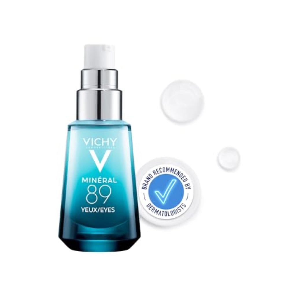 Vichy Min'eral 89 Repairing Eye Fortifier Hydrating Serum With Hyaluronic Acid, Caffeine, Adenosine, Comforting Gel-Cream Texture, Ophthalmologically Tested, 15ml