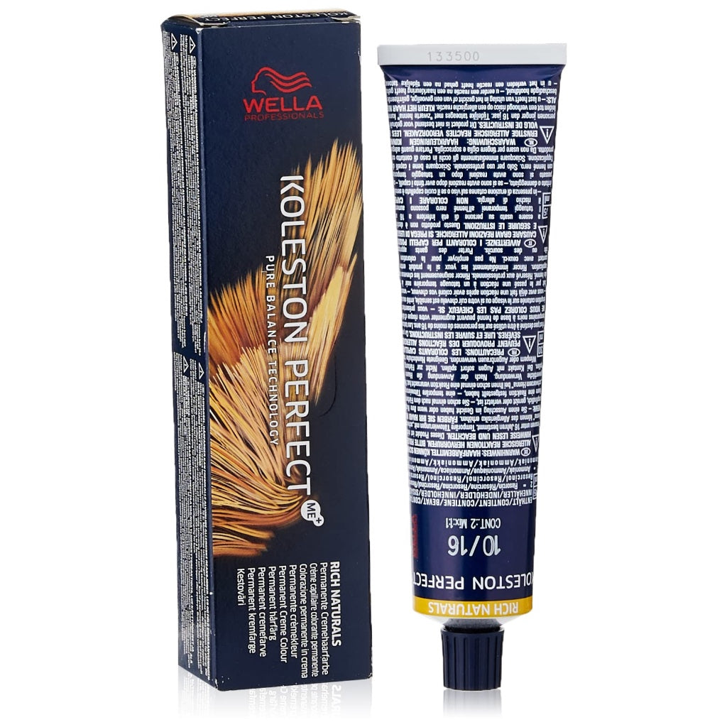 Koleston Perfect Me+ Rich Naturals Permanent Hair Cream No. 10 16 Light Blonde Asch Violet Damaged Box