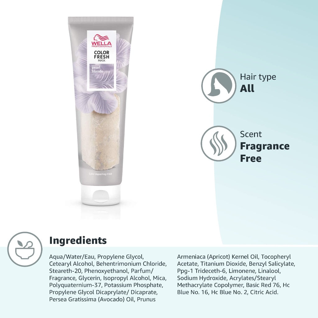 Wella Professional Color Fresh Mask | Temporary Color Refresh Treatment |Semi-Permanent Hair Dye | Wash Out Colour |150ml | Pearl Blonde - Damaged Box