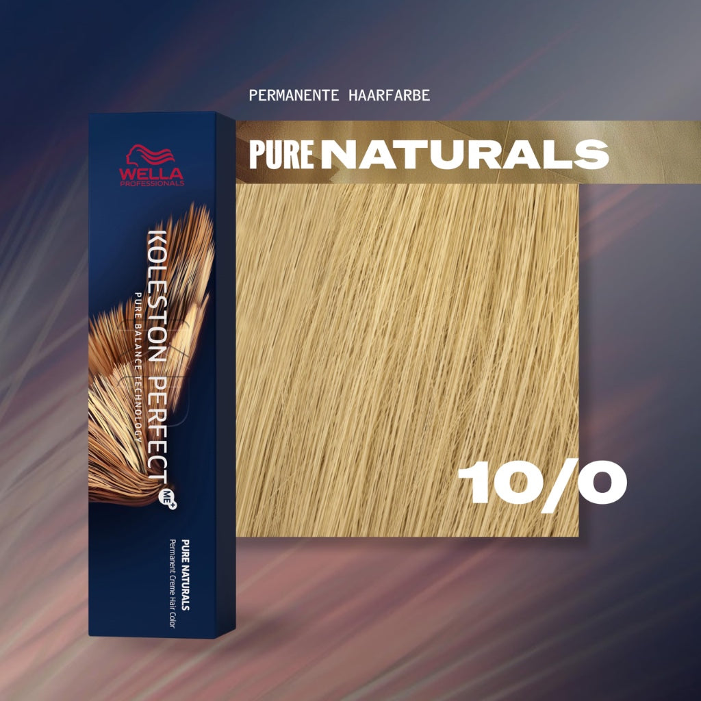 Wella Koleston Perfect MePlus Pure Naturals Permanent Hair Colour Cream, No. 10/0 Light-Light Blonde, 60 ml - Damaged Box