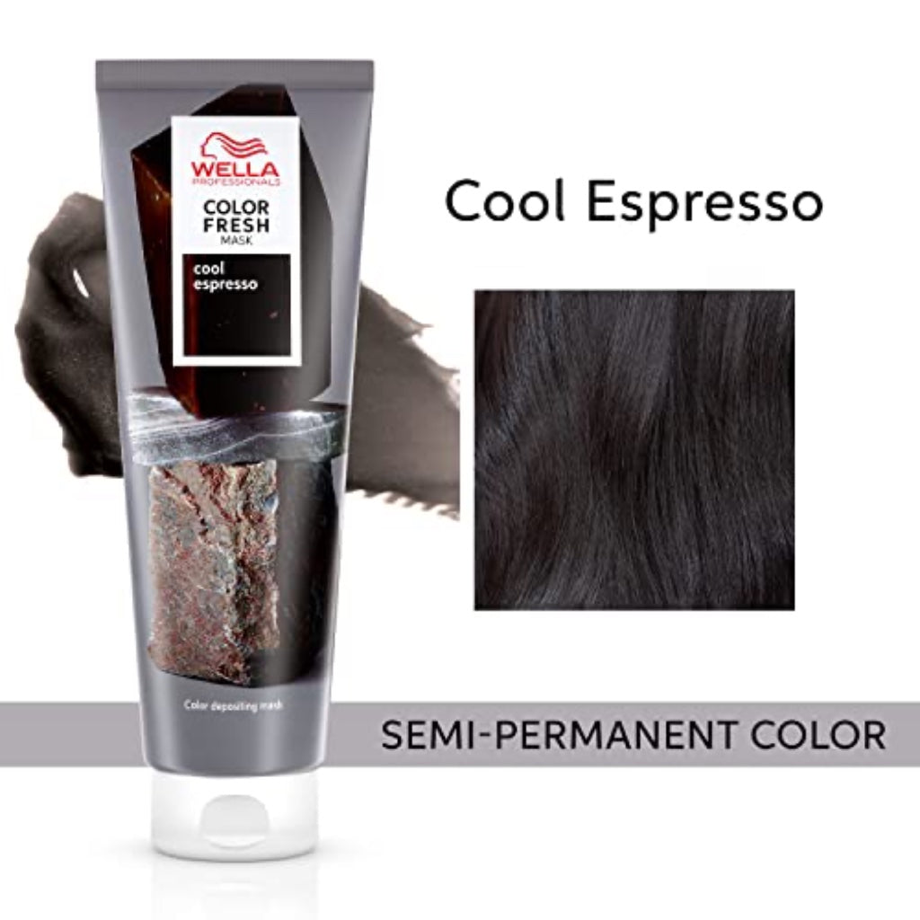 Wella Professionals Color Fresh Mask Temporary Color Refresh Treatment, Semi Permanent Hair Dye, Hair Gloss Treatment for Brown Hair, Cool Espresso 150ml