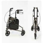 NRS Healthcare 3 Wheel Steel Rollator Walking Aid with Bag & Lockable Brakes, Folding & Height Adjustable - Grey - Very Good