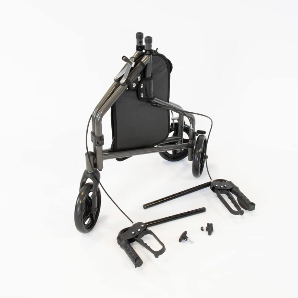 NRS Healthcare 3 Wheel Steel Rollator Walking Aid with Bag & Lockable Brakes, Folding & Height Adjustable - Grey - Very Good