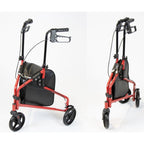 NRS Healthcare 3 Wheel Steel Rollator Walking Aid with Bag & Lockable Brakes, Folding & Height Adjustable - Grey - Very Good