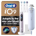 Oral-B iO9 Electric Toothbrush Rose Quartz - App Connected Rechargeable Handle with 3 Brush Heads Travel Case and 2 Pin UK Plug 7 Modes - Very Good