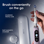 Oral-B iO9 Electric Toothbrush Rose Quartz - App Connected Rechargeable Handle with 3 Brush Heads Travel Case and 2 Pin UK Plug 7 Modes - Very Good