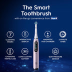 Oral-B iO9 Electric Toothbrush Rose Quartz - App Connected Rechargeable Handle with 3 Brush Heads Travel Case and 2 Pin UK Plug 7 Modes - Very Good