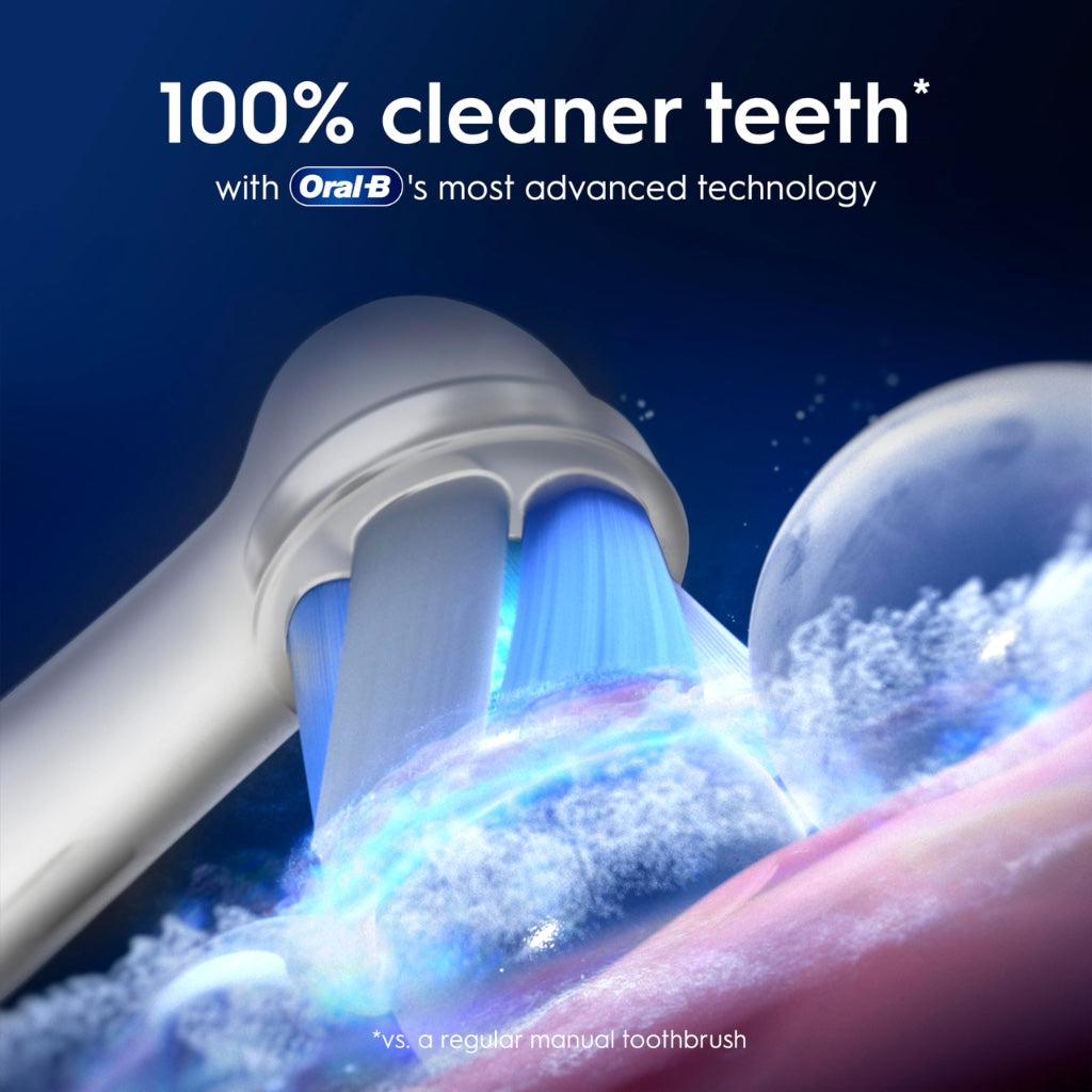 Oral-B iO9 Electric Toothbrush Rose Quartz - App Connected Rechargeable Handle with 3 Brush Heads Travel Case and 2 Pin UK Plug 7 Modes - Very Good