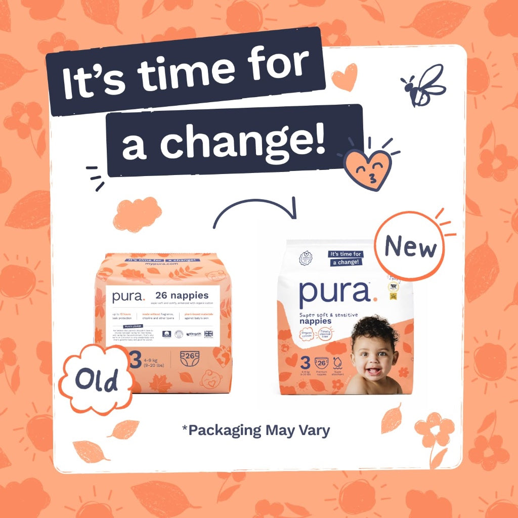 Pura Baby Nappies Size 3 156 Pack 4-9kg Bulk Box Hypoallergenic Sensitive Skin Disposable Diapers 12 Hour Leak Protection Toxin-Free - Damaged Box