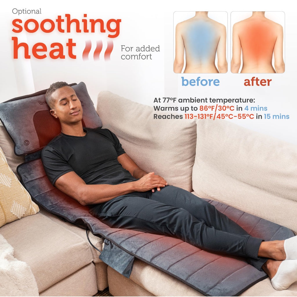 Comfier Full Body Massage Mat with Heat, Shiatsu Neck Massage Pillow, 10 Vibrating Motors and 4 Heating Pads for Back Pain Relief and - Like New