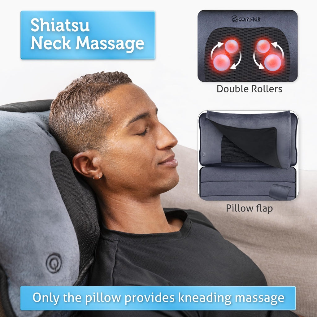 Comfier Full Body Massage Mat with Heat, Shiatsu Neck Massage Pillow, 10 Vibrating Motors and 4 Heating Pads for Back Pain Relief and - Like New