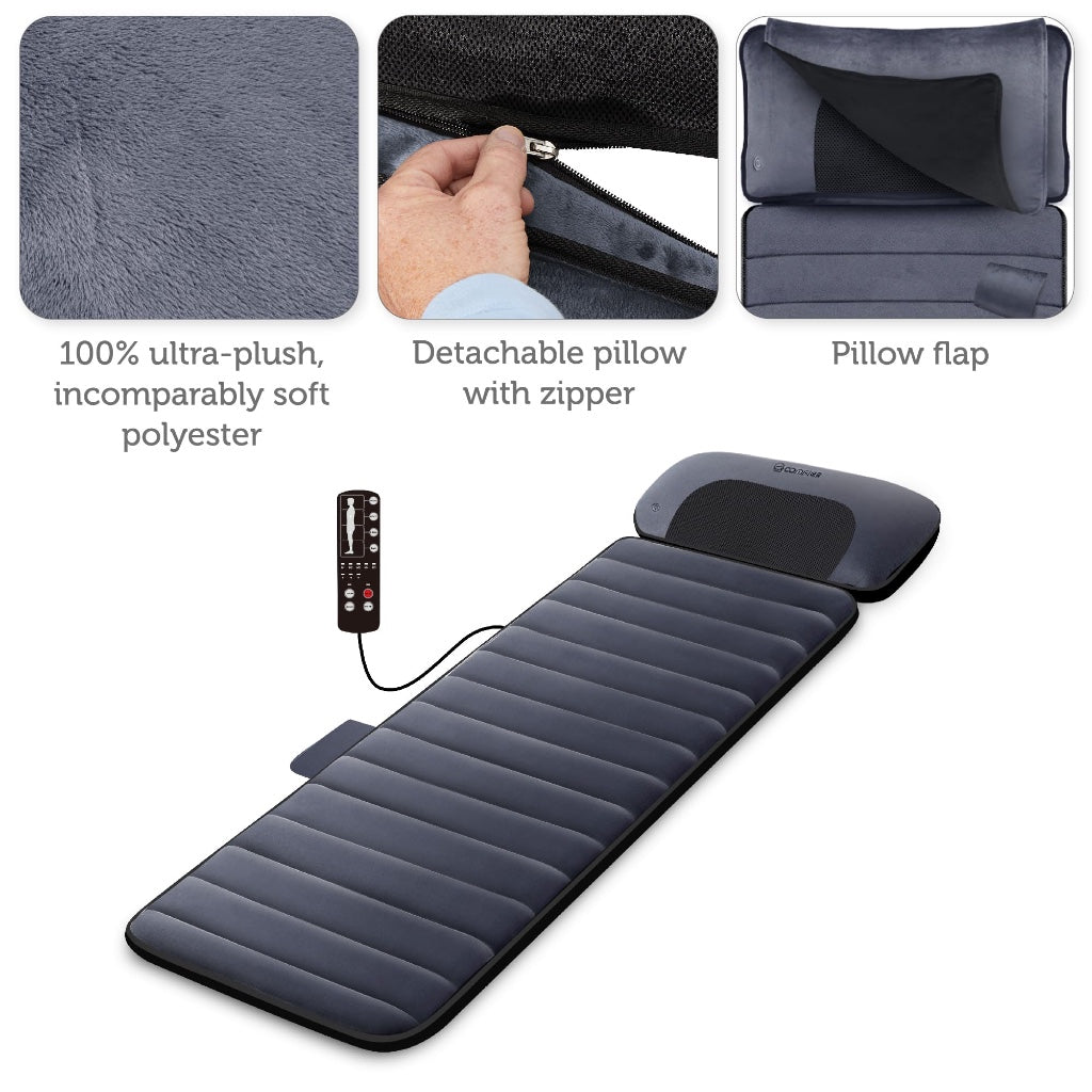 Comfier Full Body Massage Mat with Heat, Shiatsu Neck Massage Pillow, 10 Vibrating Motors and 4 Heating Pads for Back Pain Relief and - Like New