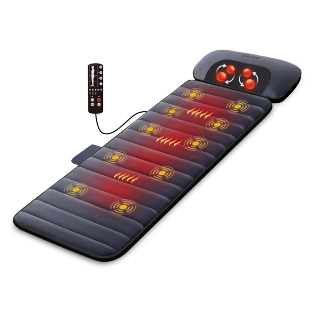 Comfier Full Body Massage Mat with Heat, Shiatsu Neck Massage Pillow, 10 Vibrating Motors and 4 Heating Pads for Back Pain Relief and